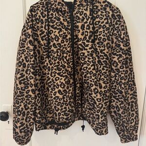 Lightweight leopard print windbreaker